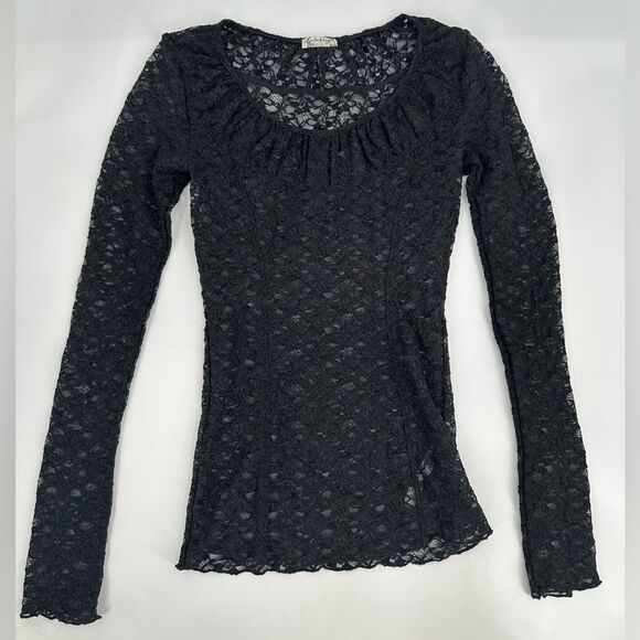 Intimately Free People Black Lace Long Sleeve Gilmore Y2K XS - Picture 1 of 6